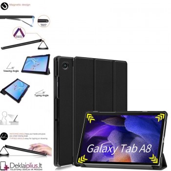 Dirbtinės odos atverčiamas dėklas - juodas (planšetei Samsung Tab A8 10.5 (X200/205)